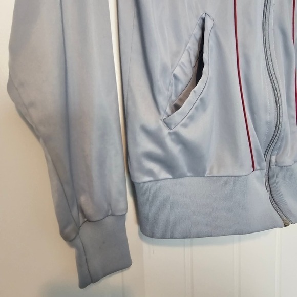 Vintage 80's Nike Track Jacket Womens Size Large Grey Red Full Zip Up Retro - Picture 4 of 10